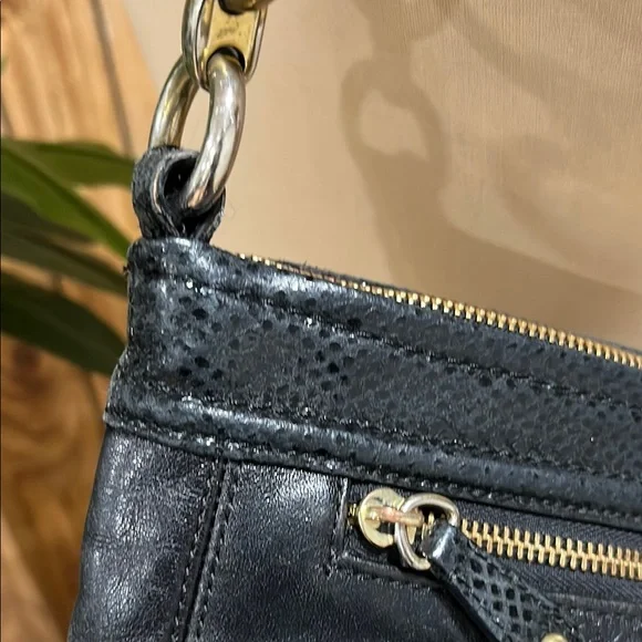 COACH Ashley Black & Snakeskin Leather Crossbody Bag F20114 - Picture 9 of 16